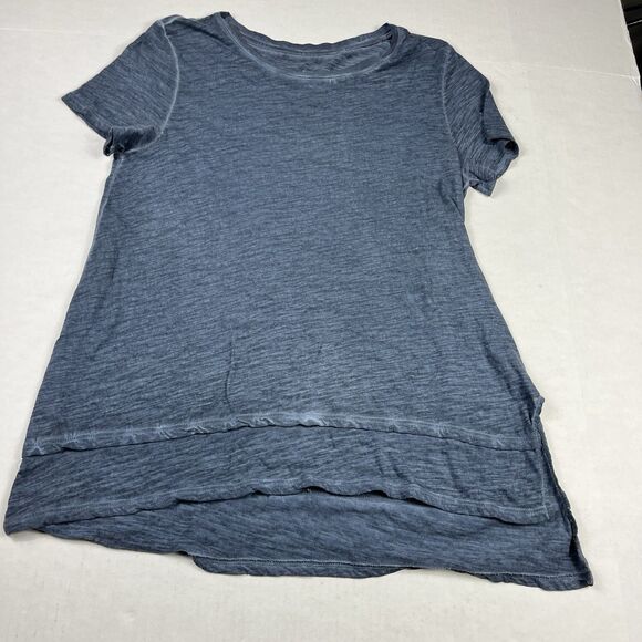 Soft Surroundings Layered Tunic Shirt Washed Blue Short Sleeve Comfort Top SMALL - Picture 1 of 10
